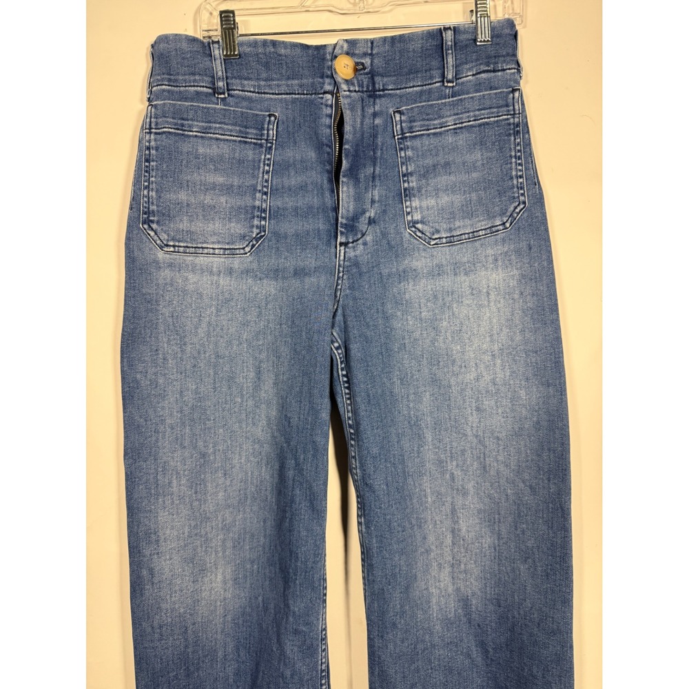 Maeve Anthropologie The Colette Wide Leg Crop Jeans Blue Denim 30